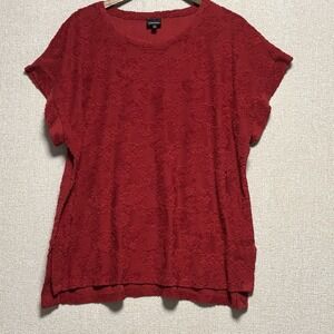 Wallpapher Top Women's Size XXL Maroon Side Slits Essential Casual Short Sleeves